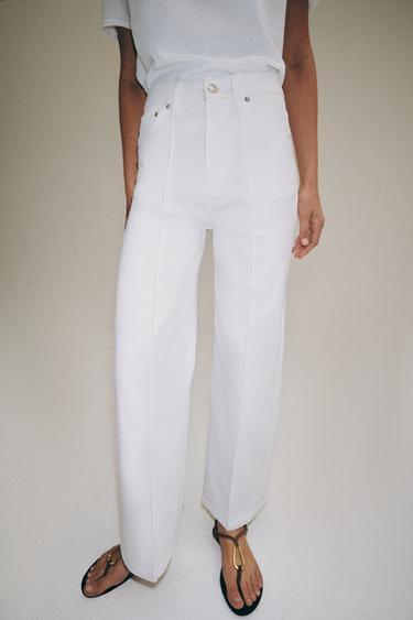 ZW COLLECTION WIDE-LEG HIGH-WAIST JEANS - Oyster-white by Zara