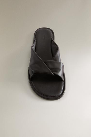KNOTTED LEATHER SLIDERS - Brown by Zara - Image 4