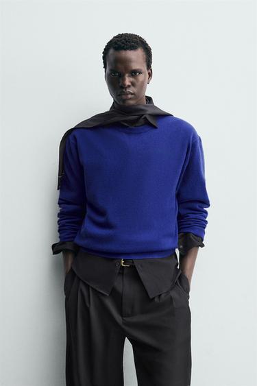PULL EN MÉLANGE DE LAINE - Bleu de Zara