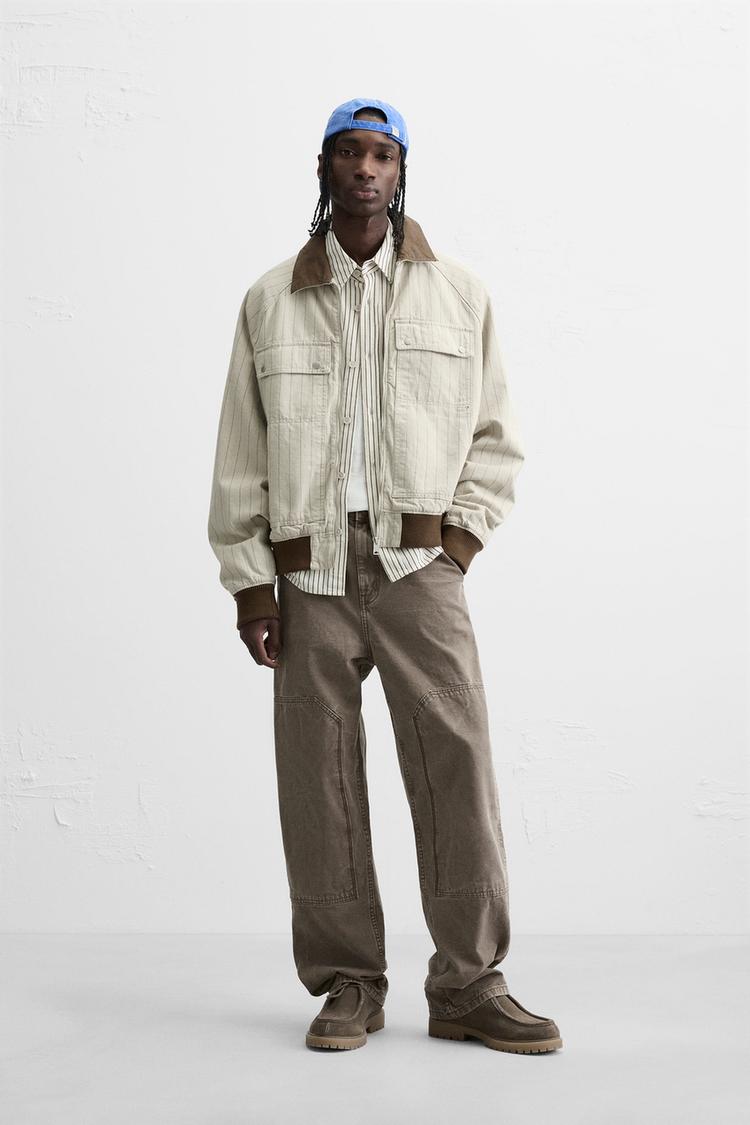 STRIPED CONTRAST JACKET - Ecru | ZARA United States 