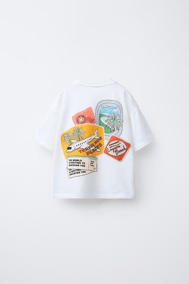 T-SHIRT À INSCRIPTION EN RELIEF - Blanc cassé de Zara - Image 1