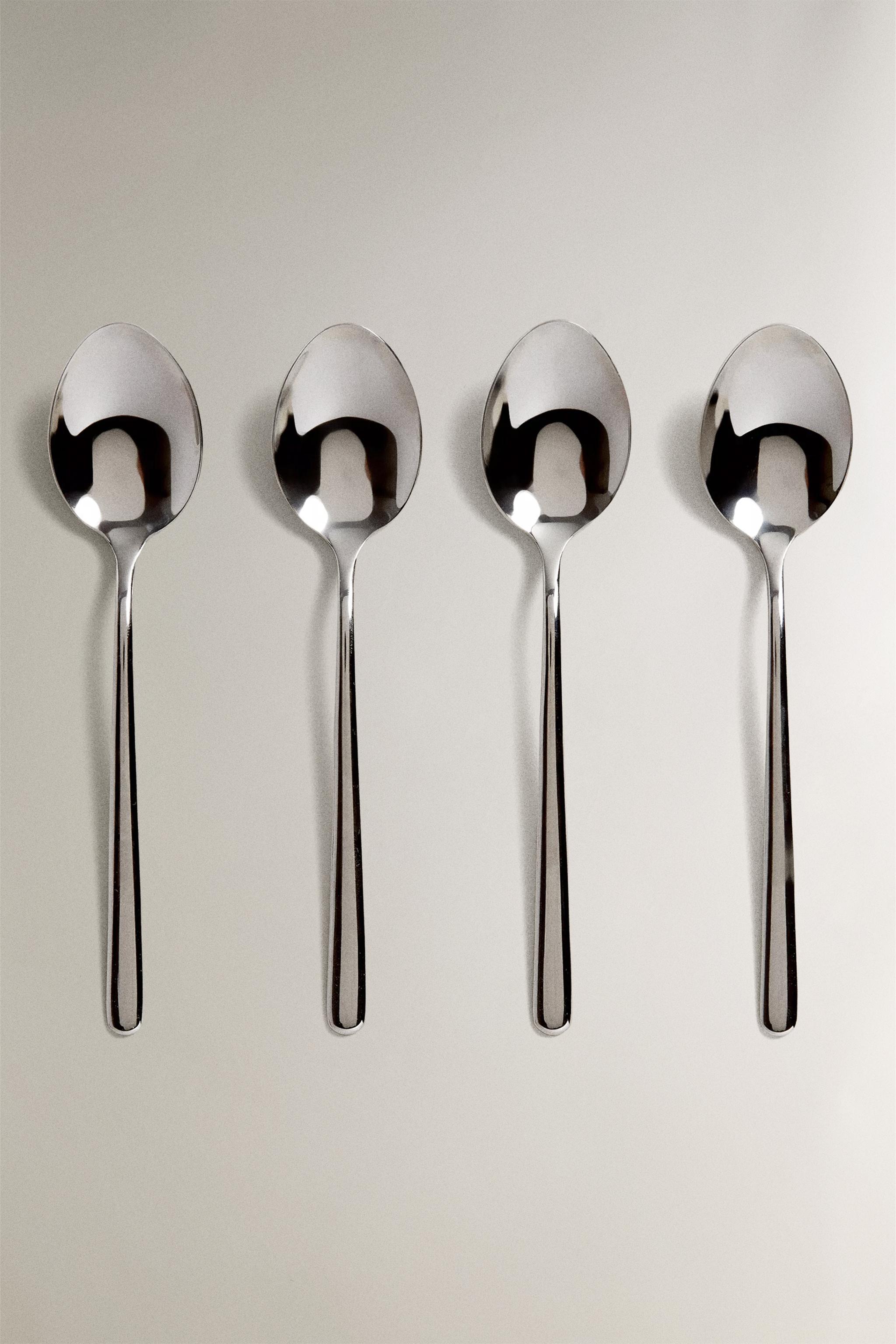 STEEL DESSERT SPOONS (PACK OF 4) — Multicolored