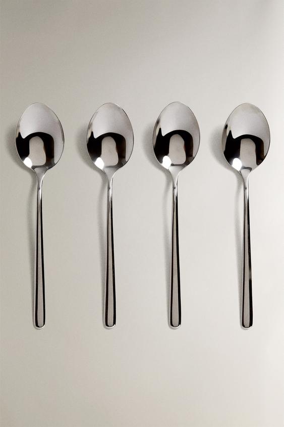PACK OF SHINY STEEL DESSERT SPOONS (PACK OF 4) - Multicoloured by Zara - Image 0