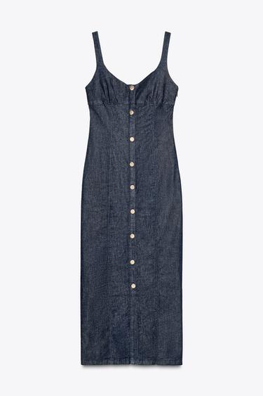 ROBE Z1975 MIDI EN DENIM À BRETELLES - Bleu de Zara - Image 5