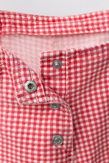 GINGHAM CHECK TWILL PLAYSUIT - Red by Zara - Image 3