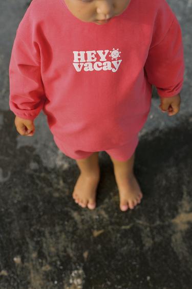 SLOGAN SWEATSHIRT AND BERMUDA SHORTS SET - Red by Zara