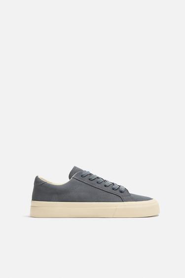 LEATHER SNEAKERS - Blue by Zara