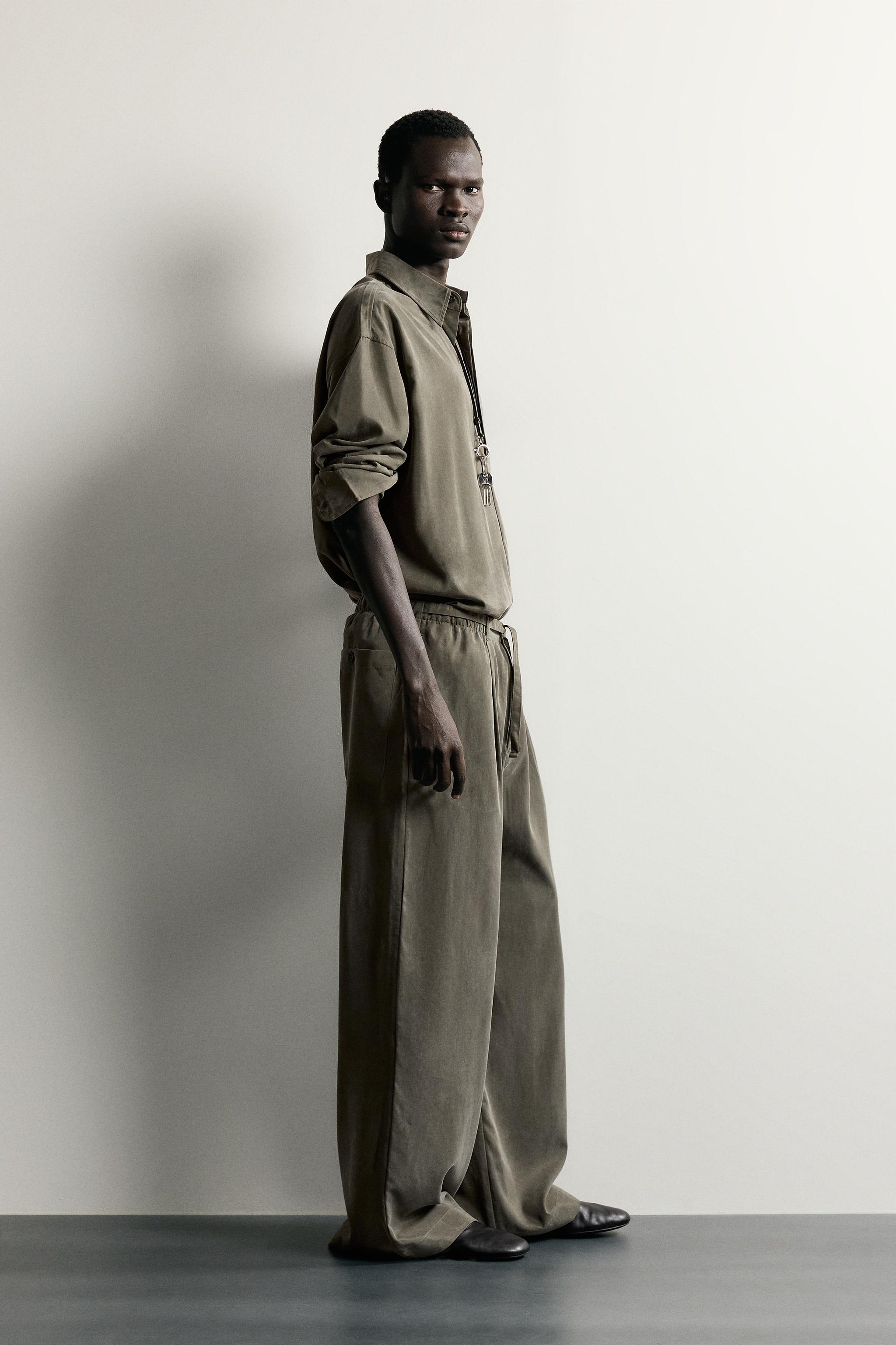 Zara DÖKÜMLÜ RELAXED FIT PANTOLON görsel 4