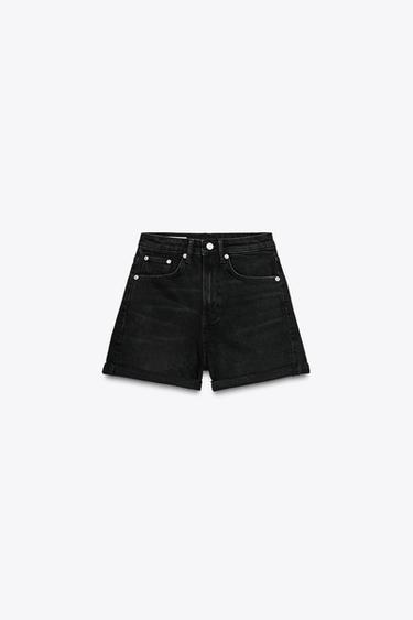 MOM FIT TRF BERMUDASHORTS MIT HOHEM BUND - Schwarz von Zara