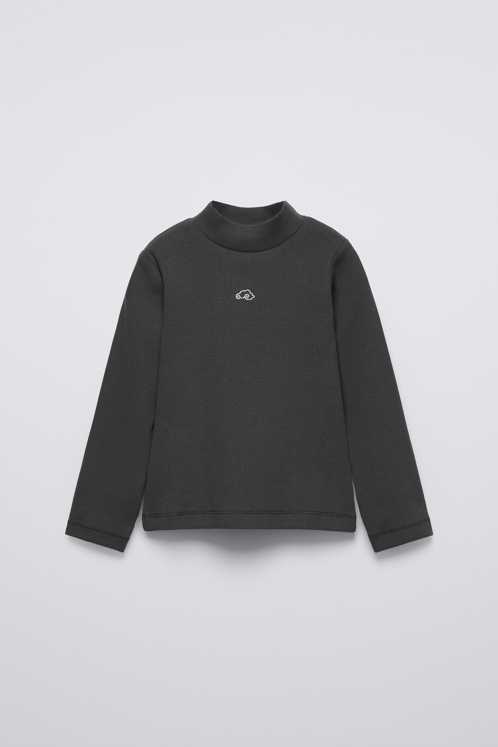 EMBROIDERED RIBBED T-SHIRT - Ecru | ZARA United States