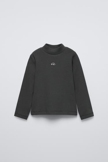 Zara 刺繡羅紋上衣 - 煤灰色