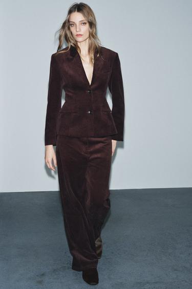 بنطلون WIDE LEG من الكوردروي ZW COLLECTION - بني/ توبو الخاص بـ Zara - صورة 0