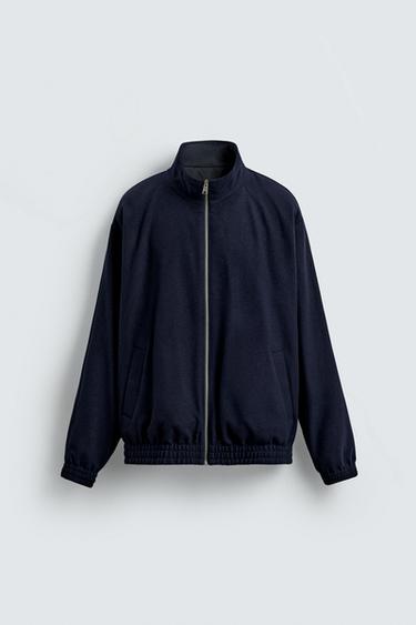 REVERSIBLE WOOL - CASHMERE BOMBER JACKET - Dark navy by Zara - Image 8