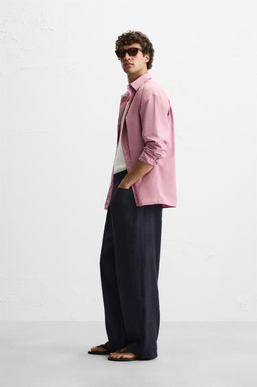 CHEMISE DÉLAVÉE EN COTON - Rose de Zara - Image 4