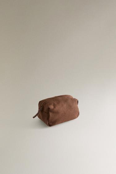 CANVAS WASH BAG - Brown by Zara - Image 1