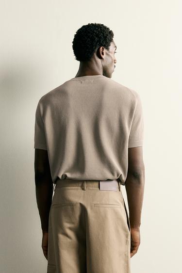 CAMISETA PUNTO RELAXED FIT - Tostado de Zara