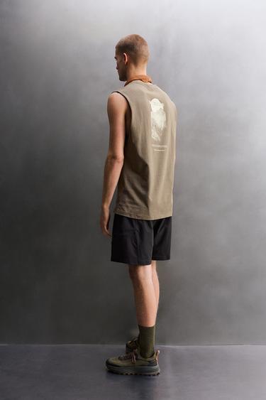 CONTRAST PRINT TANK TOP - washed green by Zara - Image 3