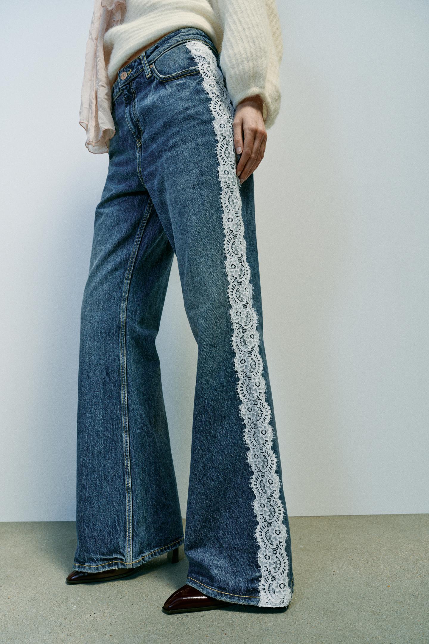 Женские джинсы Zara Z1975 High-Rise Side-Lace Bootcut, цвет: Синий — фото 3