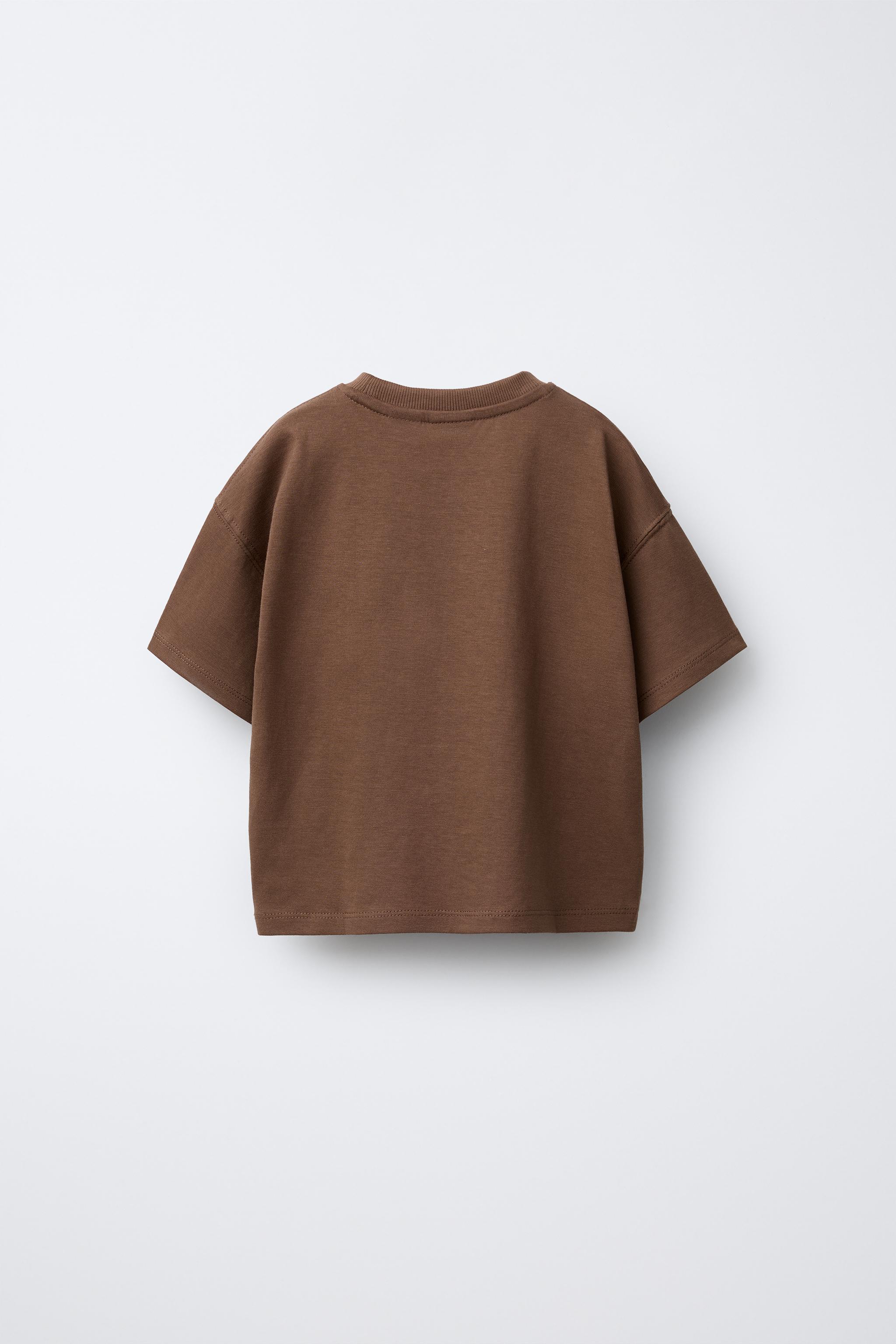 RAISED PRINT T-SHIRT - Brown | ZARA United States