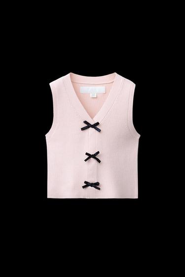 CHALECO PUNTO LACITOS - Rosa palo de Zara - Imagen 0