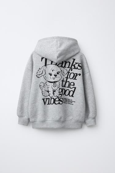 SWEAT À CAPUCHE BRODERIE CHIEN - Gris chiné de Zara - Image 1