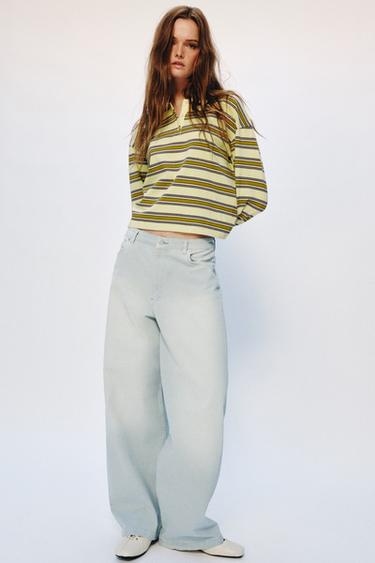 STRIPED LONG SLEEVE POLO SHIRT - Yellow by Zara