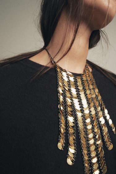 METAL PIECE WATERFALL NECKLACE - Gold / Silver by Zara