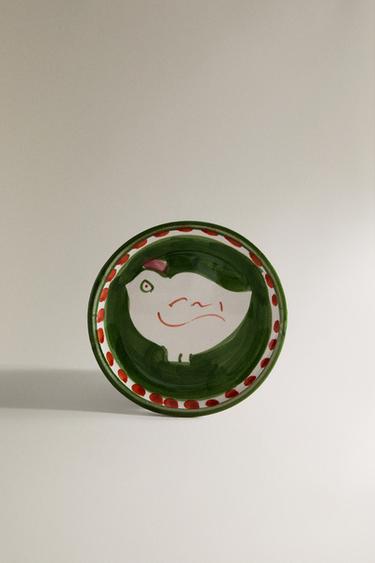 PAINTED CERAMIC SIDE PLATE - Green by Zara