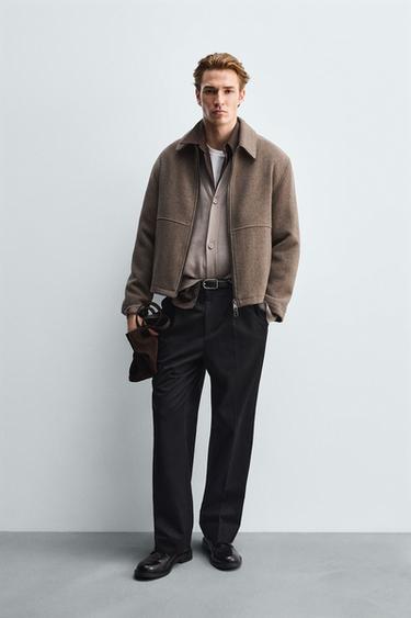 TEXTURED ZIP-UP JACKET - Sand by Zara