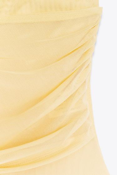 DRAPED TULLE BODYSUIT - Yellow by Zara - Image 7