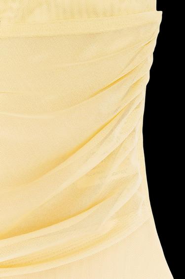 DRAPED TULLE BODYSUIT - Yellow by Zara