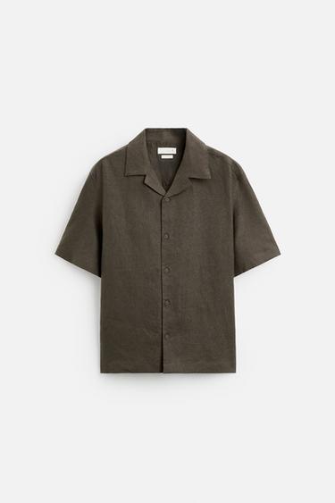 100% LINEN SHIRT - Brown / Taupe by Zara