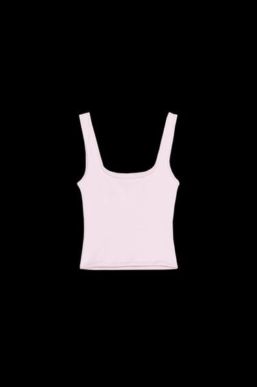 T-SHIRT MIT BREITEN TRÄGERN - Rosa von Zara