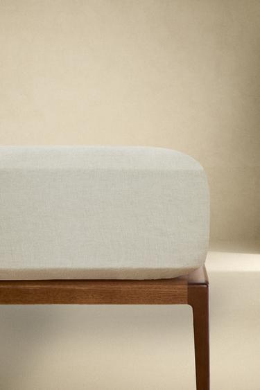 WASHED LINEN FITTED SHEET | 30 CM (160 GxM²) - Light beige by Zara - Image 0