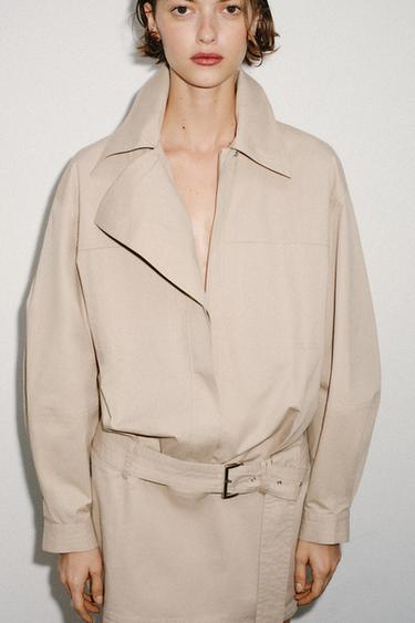 ROBE COURTE À CEINTURE - Sable de Zara - Image 5