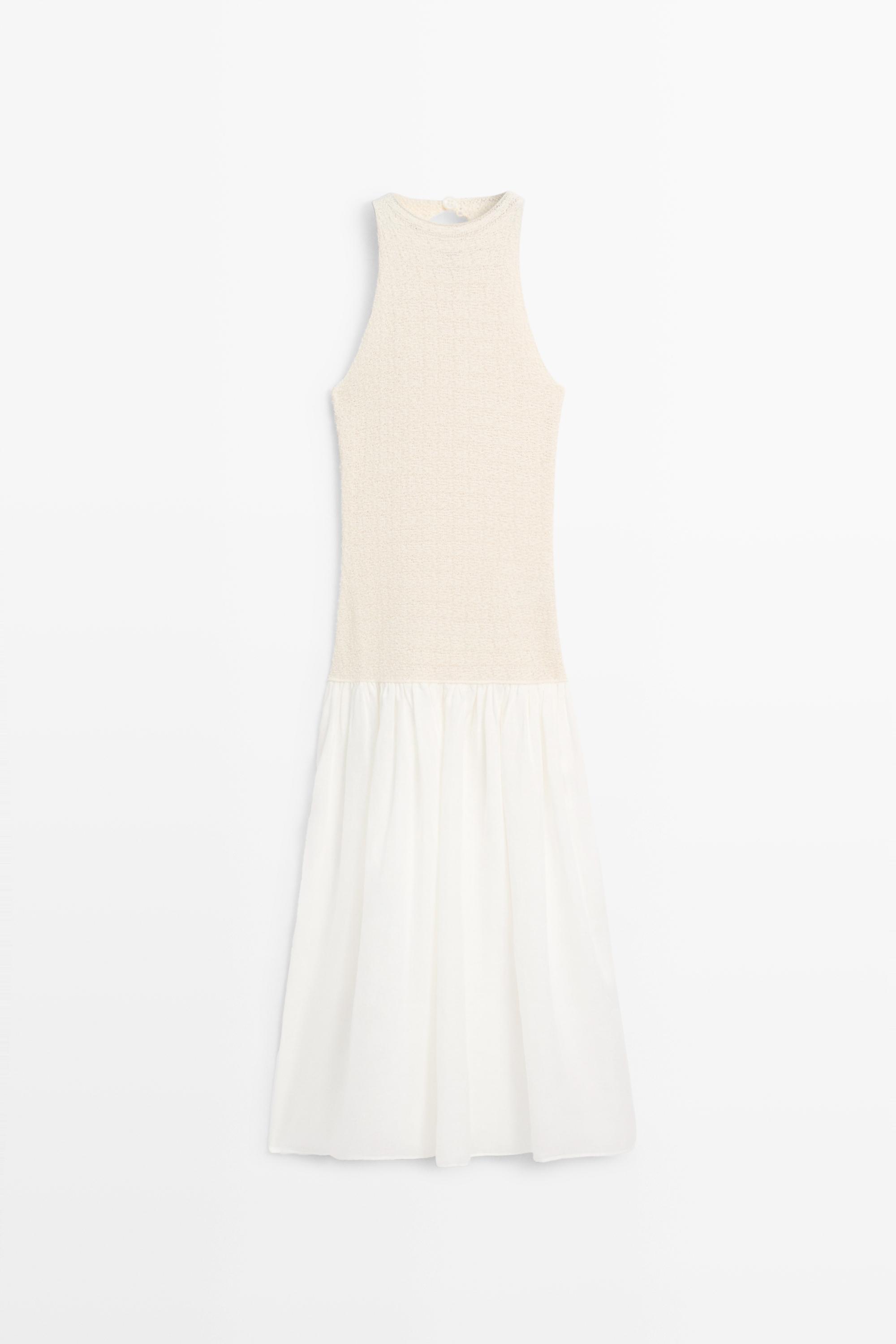Robe midi combinée à encolure américaine