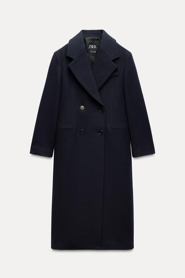 DOPPELREIHIGER WOLLMANTEL ZW COLLECTION - Marineblau von Zara