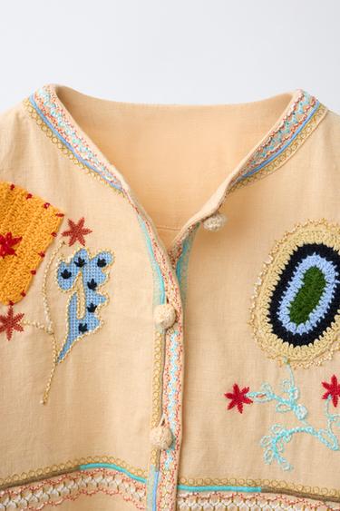 EMBROIDERED OVERSHIRT - camel by Zara - Image 2