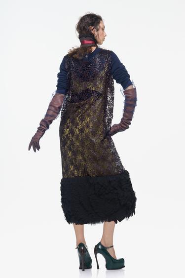 LIMITED EDITION GUIPURE LACE COMBINED HEM DRESS — Black 2