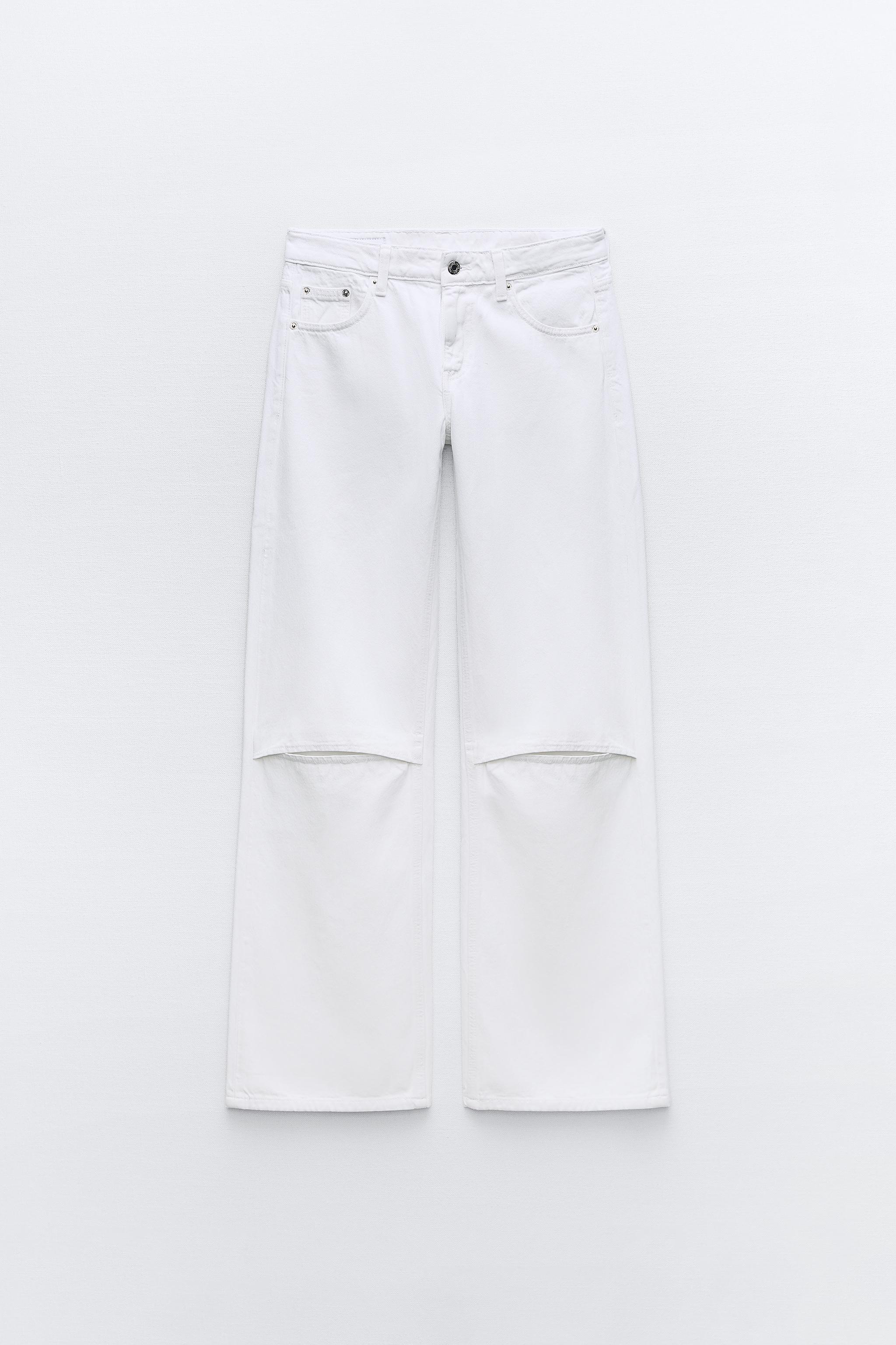 CUT OUT RELAXED MID WAIST TRF JEANS - White
