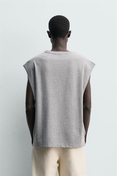EMBROIDERED RELAXED FIT TANK TOP - Grey marl by Zara - Image 2