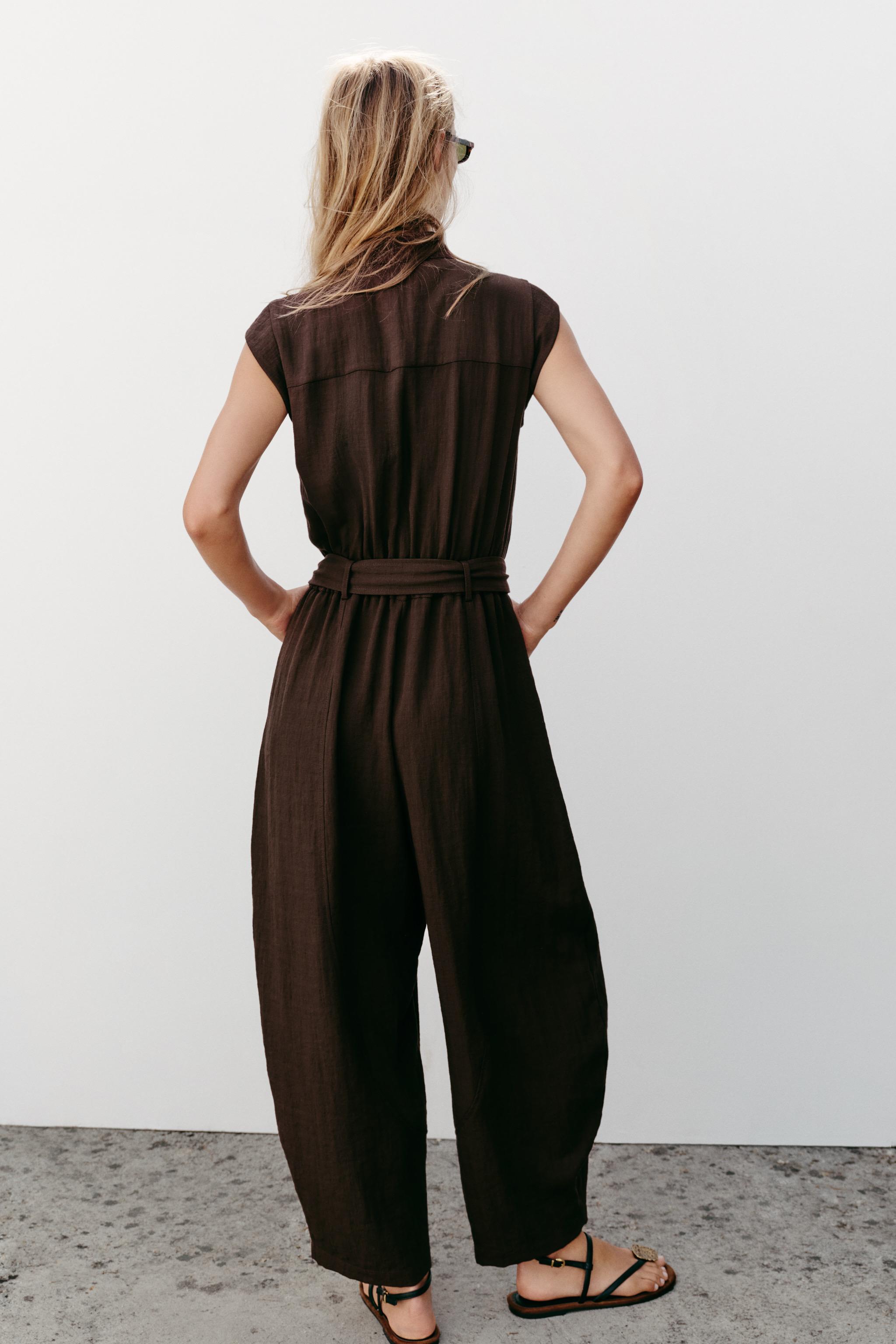 Zara BELTED JUMPSUIT WITH BUTTON DETAILS — фото 5