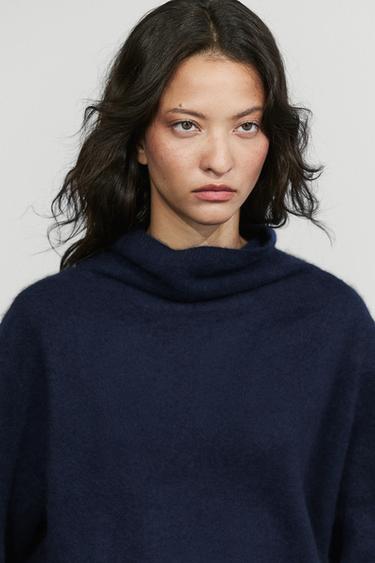 100% wool oversize short-sleeve knit sweater — Ink blue 1