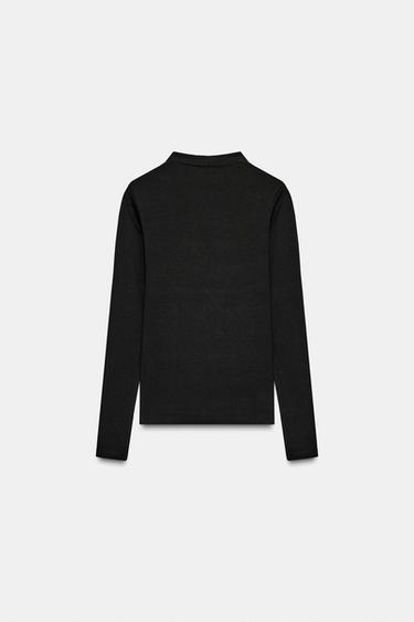 T-SHIRT COL MONTANT - Noir de Zara - Image 4