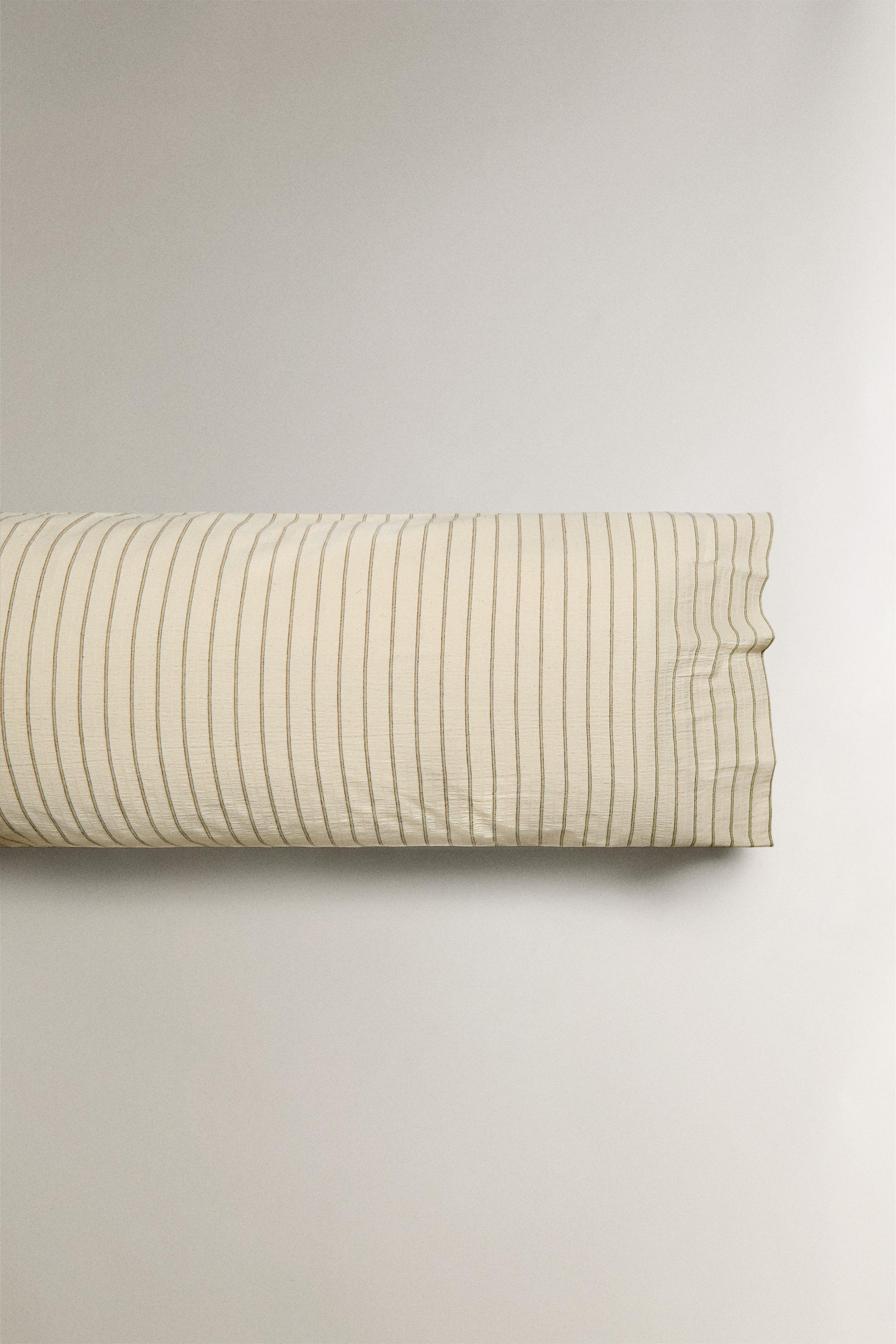 CRINKLE STRIPED COTTON PILLOWCASE