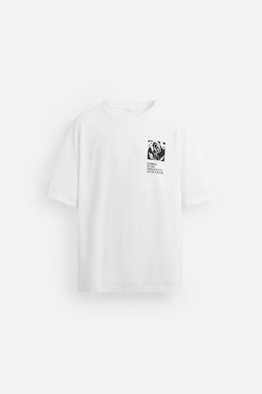TEXTURE PRINT T-SHIRT - White by Zara - Image 6