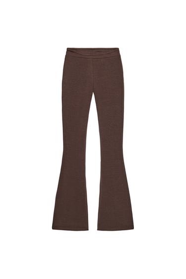 인터록 플레어 팬츠 - Zara 브라운
