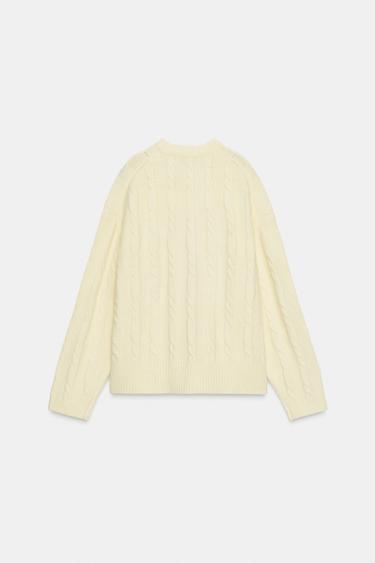 PULL EN MAILLE DOUCE À CÂBLES - Jaune clair de Zara - Image 6