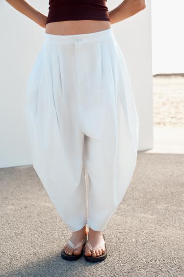 Zara PLEATED VOLUME PANTS - Blue gray