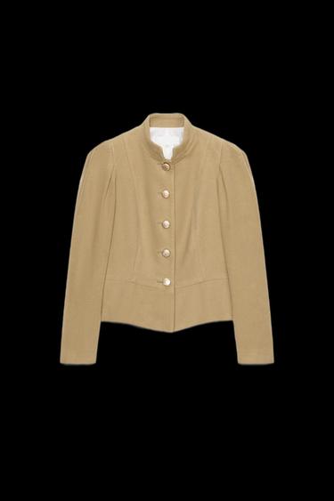BLAZER IN WILDLEDEROPTIK MIT PUFFÄRMELN - Hellbraun von Zara - Bild 0